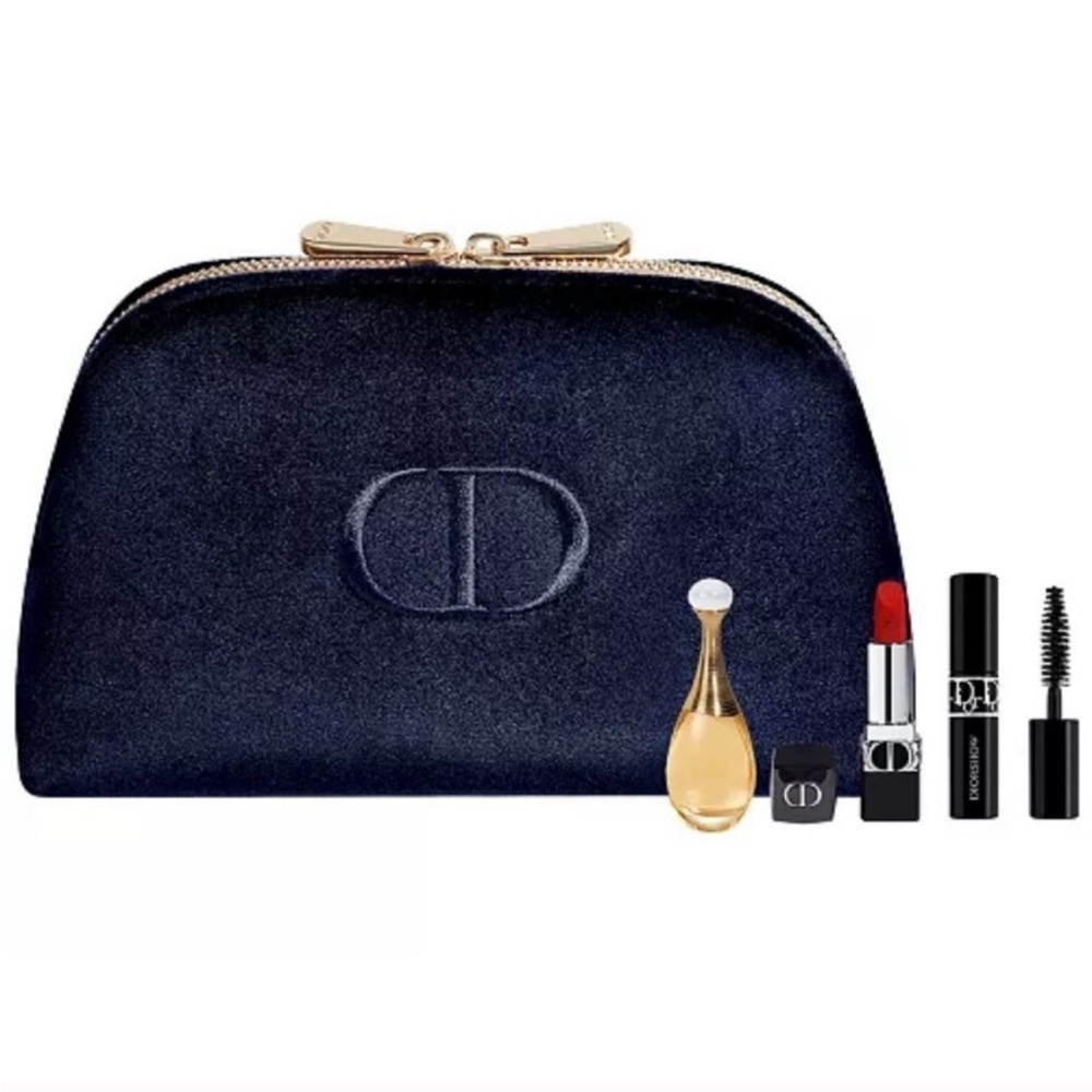 NEW Dior Navy Blue Miniature Makeup Pouch Set